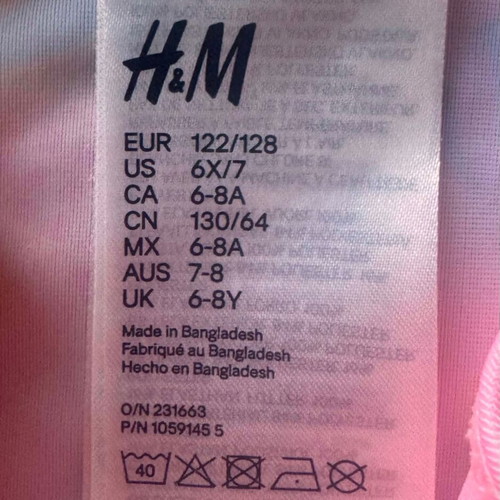 H&M girls' one-piece swimsuit like new, pink, ages 6-8
