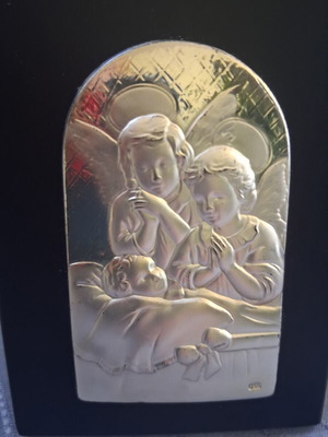 Silver Guardian Angels embossed icon 950