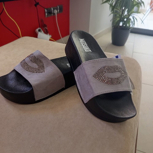 Mitsuko platform women's slippers new, narrow fit, black and grey