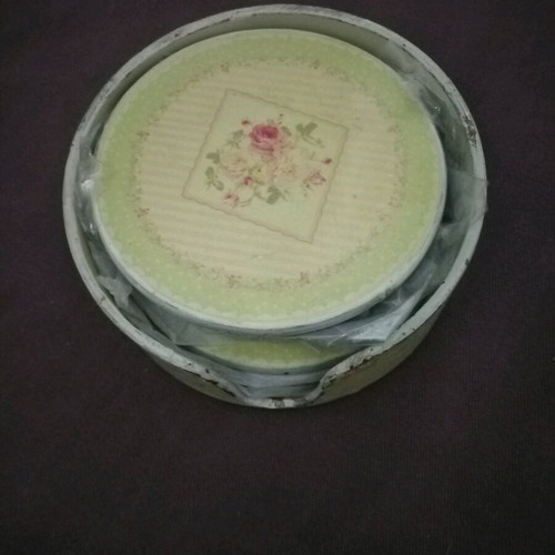 French coasters set of 6 with case, mint color, like new
