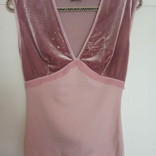 Pink velour knitted sleeveless blouse Sandro Ferrone like new, size Large