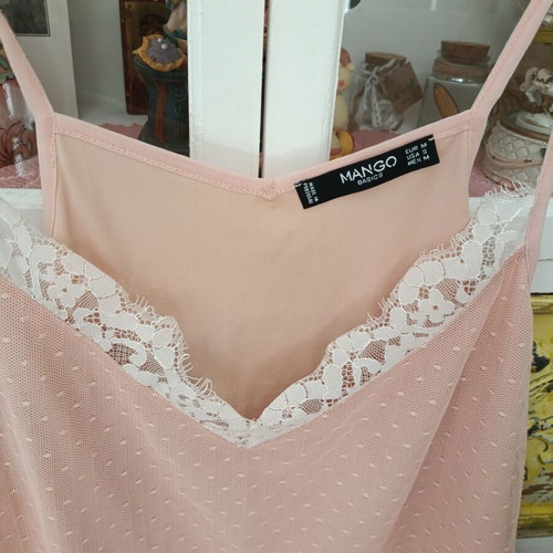 Mango lingerie pink lace top