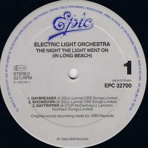 Electric Light Orchestra The Night The Light Went On vinyl used, rock