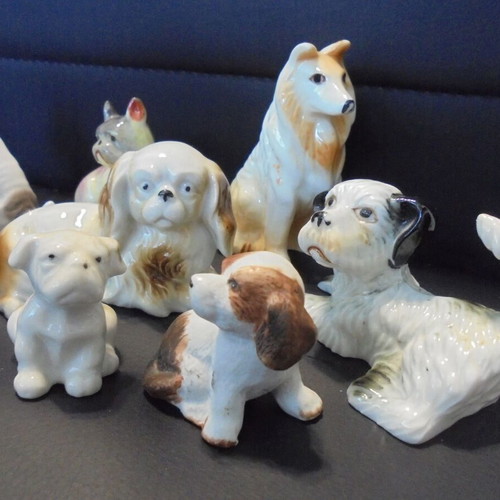 Porcelain dog figurines lot of 8 used, vintage style