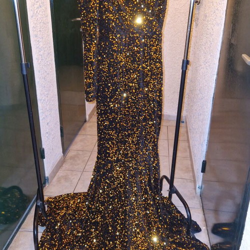 Evening dress black with gold sequins, -  48,00 - Vendora.cy