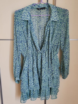 Φόρεμα Zara μίνι XL σαν καινούργιο, άσπρο και μπλε