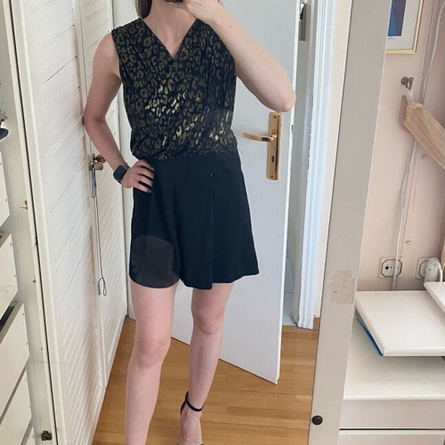 Zara playsuit black with gold details like new, size M