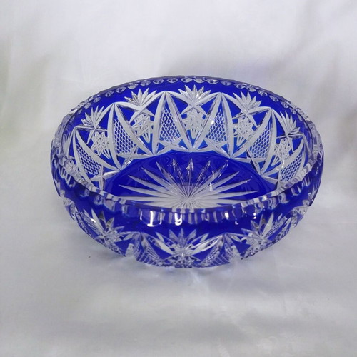 Nachtmann Rom Bleikristall blue bowl, new, Germany 50s