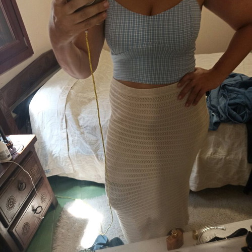 Knitted long skirt like new, beige, size L
