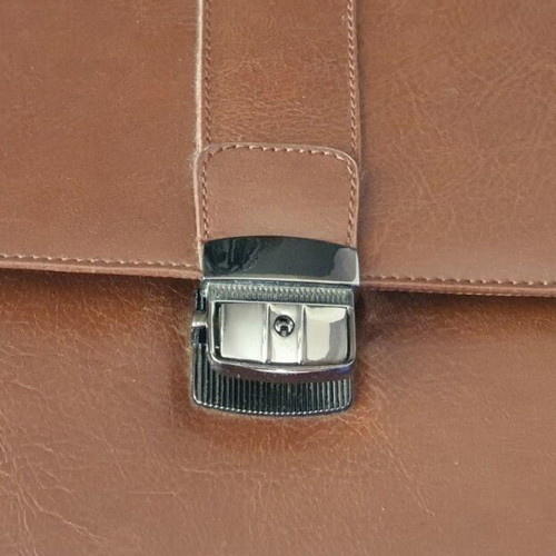 Amig brown briefcase new 4 compartments with strap and lock