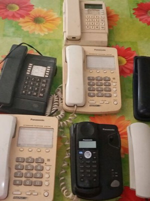 Home phones used, wired, multicolor set