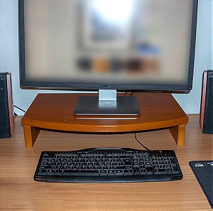 Ξύλινη Επιτραπέζια Βάση Στήριξης Οθόνης Μόνιτορ Υπολογιστή Τηλεόρασης Ράφι Ανύψωσης Computer Riser