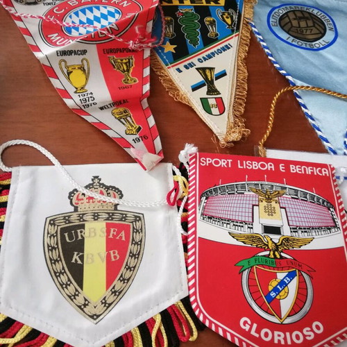 Lot of 8 small used football pennants from various countries