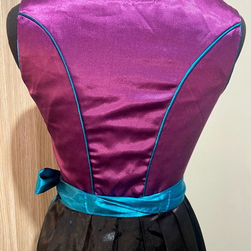 Bavarian traditional satin dress new, purple and turquoise