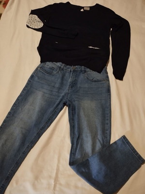 Blue jeans and pullover set used, blue