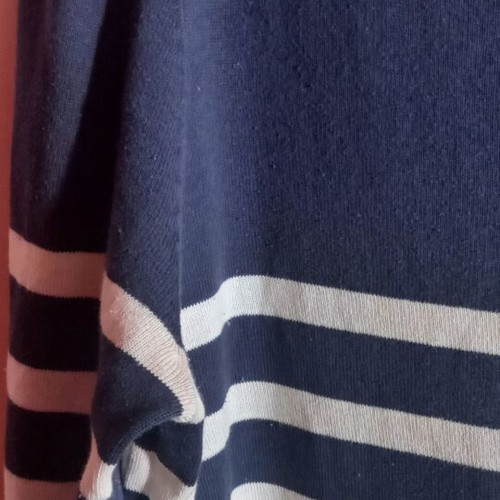 Knitted dress XL used, dark blue with white stripes