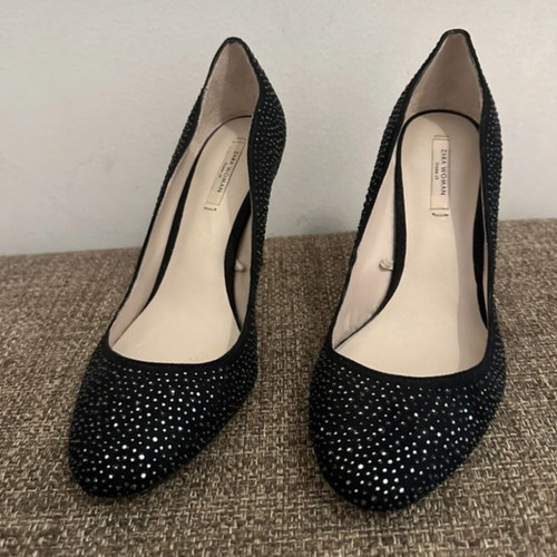 Zara suede pumps size 38 new black and silver