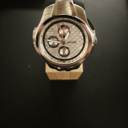 Sector 210 Chronograph men's watch, silver, rubber strap, NOS full set
