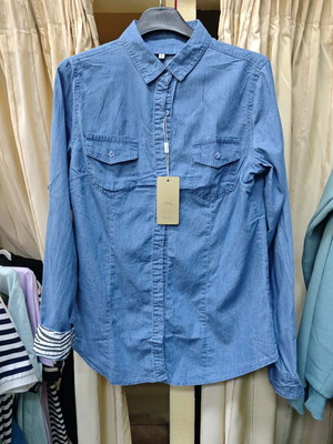 Denim shirt women new 100% cotton blue