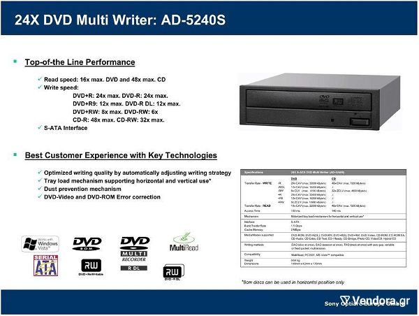  OPTIARC AD-5240S DVD-RW CD-RW BLACK mavro