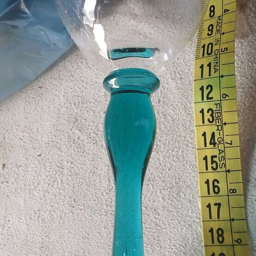 Glasses with green stem new, set of 6 pieces