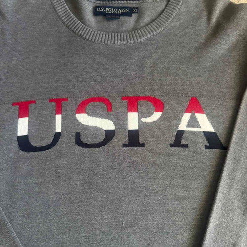 U.S. Polo Assn. men's knitted sweater gray with USPA embroidery XL like new