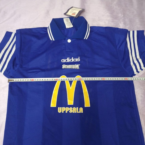 Adidas retro sports shirt, blue and white, size M