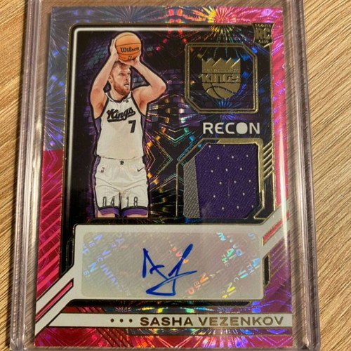Panini Recon 2023-24 Rookie Jersey Autographs Sasha Vezenkov 04/18 Pink Card