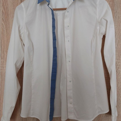 Zara Basic Women's Shirt Medium white with blue collar like new