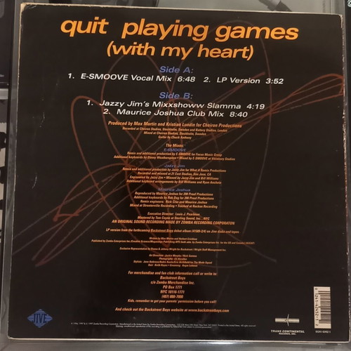 Backstreet Boys Quit Playing Games vinyl used, pop