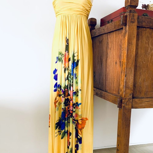 Veloudakis dress new, colorful yellow, size S-M