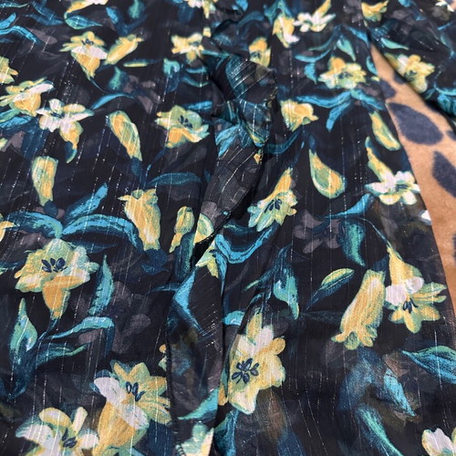 My Star Collection dress new, floral with ruffles and belt, size M
