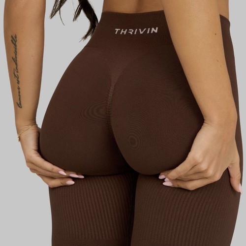 Thrivin Elevate Sculpting Mid Waist Scrunch Leggings, brown, size S