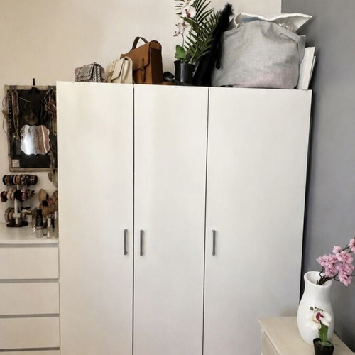 IKEA KLEPPSTAD three-door white wardrobe