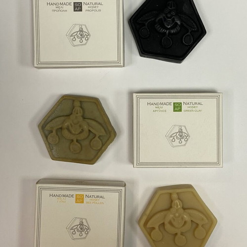 FilioNature Handmade Natural Soaps set, honey propolis, green clay, bee pollen