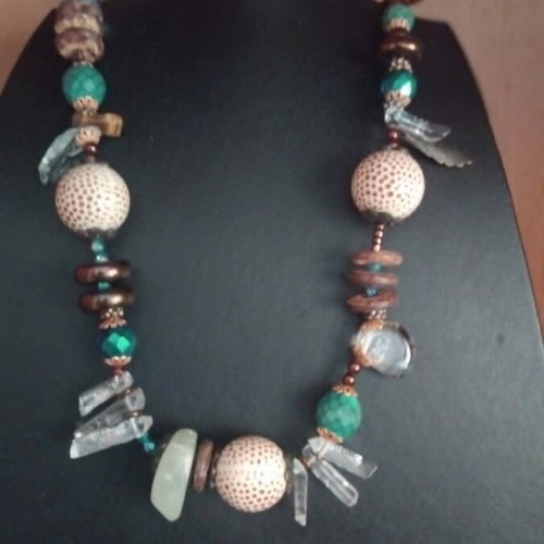 Necklace with stones handmade, 27 cm length, like new