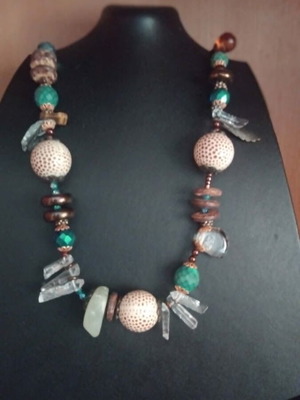 Necklace with stones handmade, 27 cm length, like new