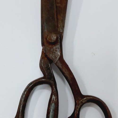 Large Hand-Forged Iron Scissors 27 cm, used, rustic industrial style