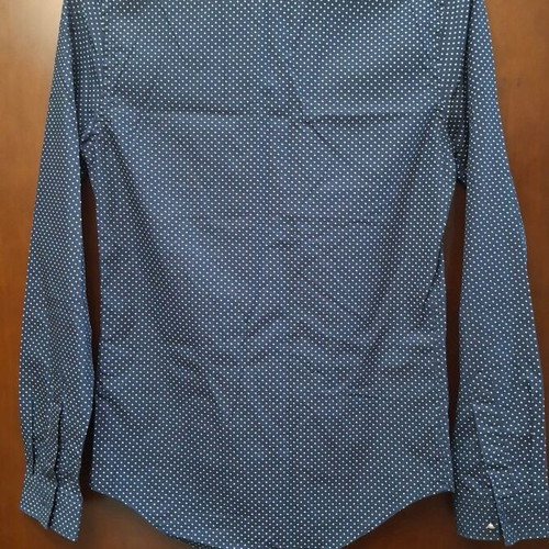 Zara Man slim fit men's shirt, navy blue with white crosses, size S