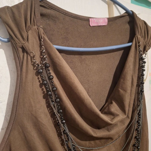 Velour Pin Up blouse like new, brown, sizes M-L