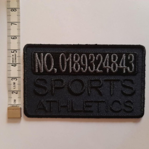 Blue Black iron-on patch new with some gray and black