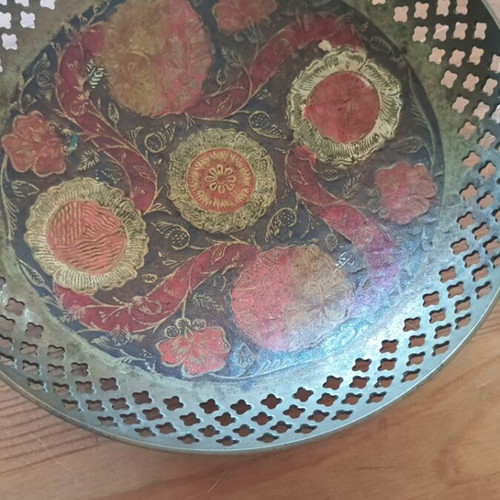 Oriental decorative tray used with vintage patina