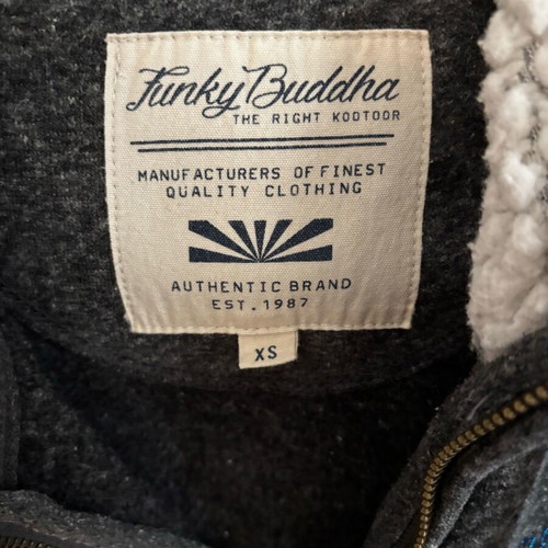 Funky Budha jacket with fur hood, gray, like new