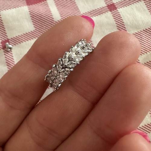 Silver eternity ring with marquise zircon stones