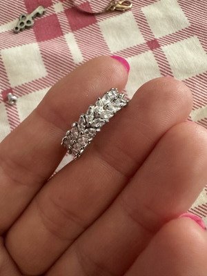 Silver eternity ring with marquise zircon stones