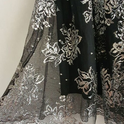 Lace dress new, black with silver flowers, size S