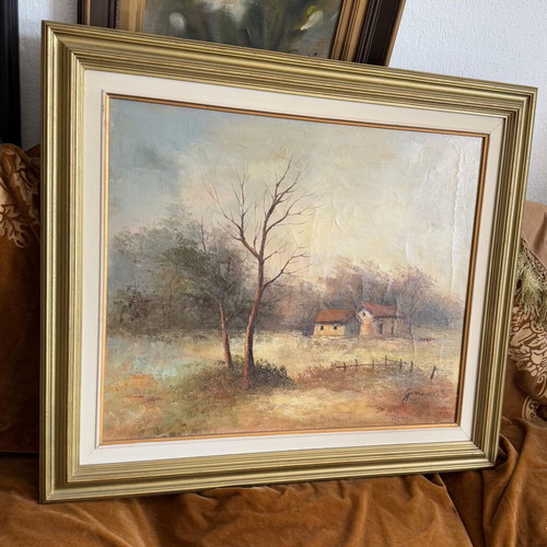 Painting used, old with wooden frame and artist signature