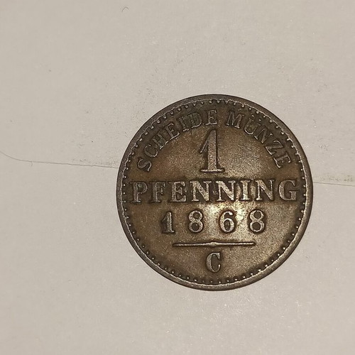 Prussia 1 Pfenning 1868 coin used