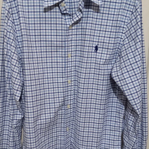 Ralph Lauren Medium shirt, stretch fit Oxford, white and blue