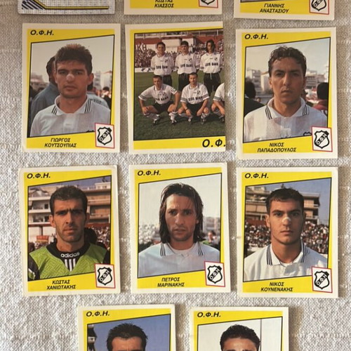 Panini OFI Greek Championship 1998 stickers used, full pack